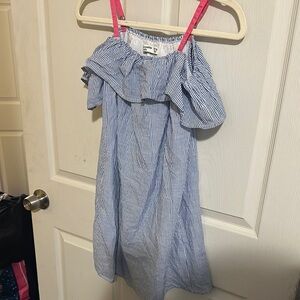 Abercrombie Kids Blue and White Ruffled Off-the-Shoulder Sundress